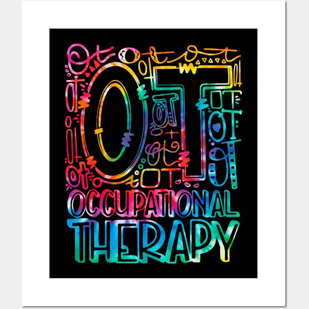 Occupational Therapy Typography OT Month Therapist Tie Dye Wall Art by BramCrye